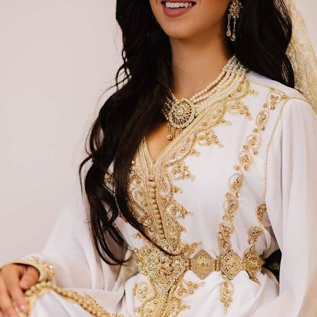 caftan marocain blanc de mariage 2020