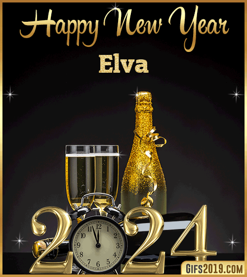 Champagne Bottles Glasses New Year 2024 gif for Elva