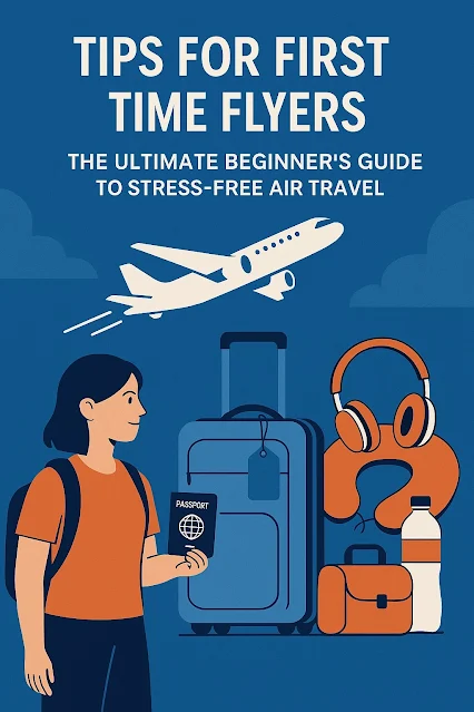 "carry-on essentials for first-time air travellers including passport, neck pillow, and water bottle"