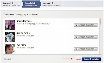 Proses mencari teman FB