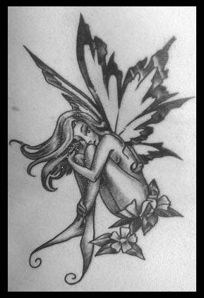 black flower tattoo. small lack and white tattoos