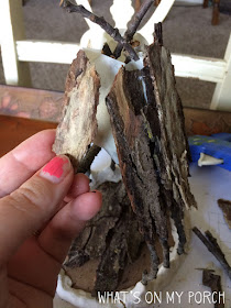 Fairy house using bark for roof