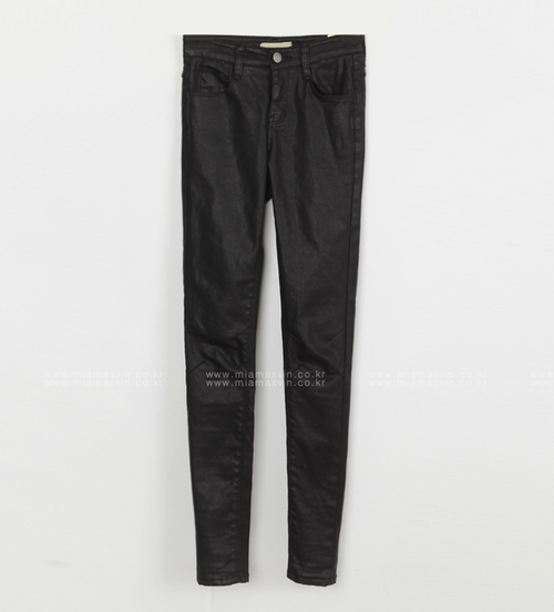 Coated Black Skinny Pants