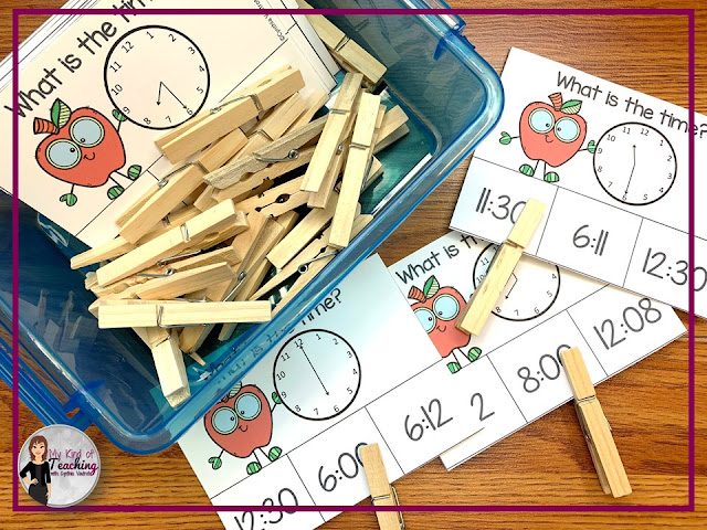 Activity asks students to tell the time with clothespins