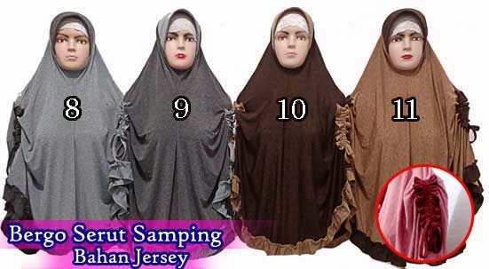  Jilbab bergo jumbo serut samping kiri dan kanan 