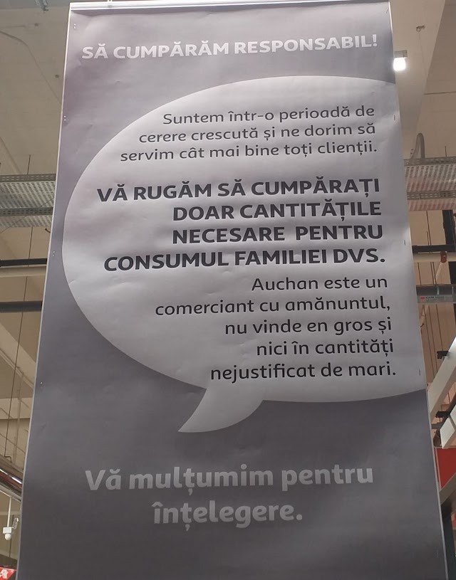 Auchan roagă clienții să nu mai cumpere alimente en gros