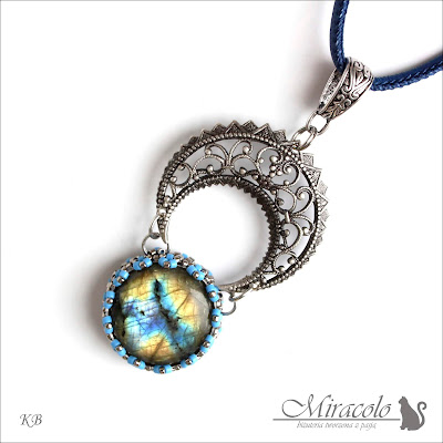 Miracolo, wisiorek z labradorytem, księżycowy wisiorek, labradoryt, labradorite pendant, moon pendant