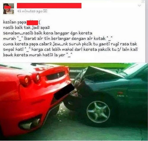 Antara Gadis paling Biadab Hina Kereta Murah Yang Melanggar Kereta Bapanya