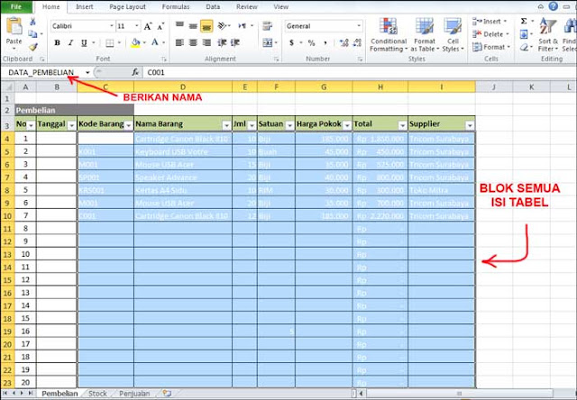 Cara membuat aplikasi penjualan menggunakan Excel