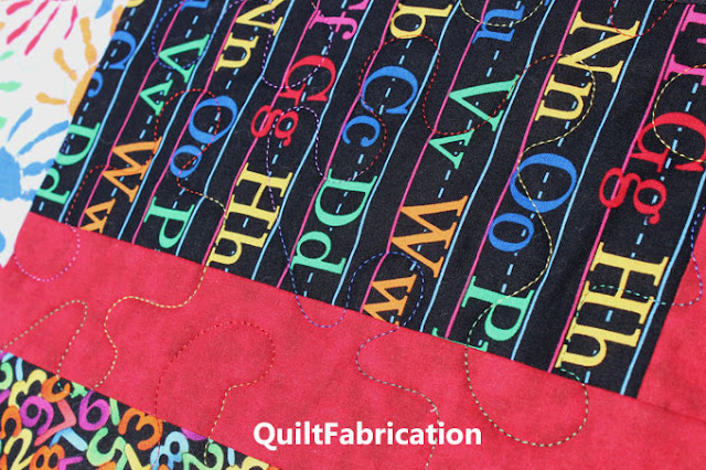 puzzle quilting pantograph in multi colored thread