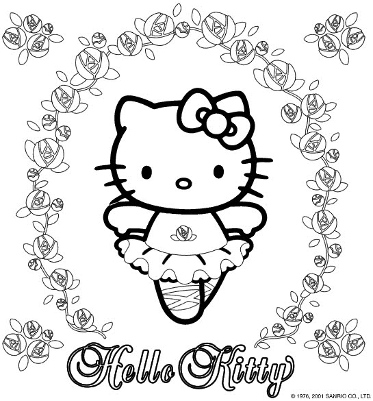 cute hello kitty colouring pages. Ballerina Hello Kitty Coloring