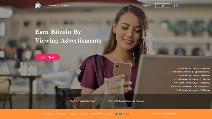 EARN BTC by Viewing Add With CoinPayu