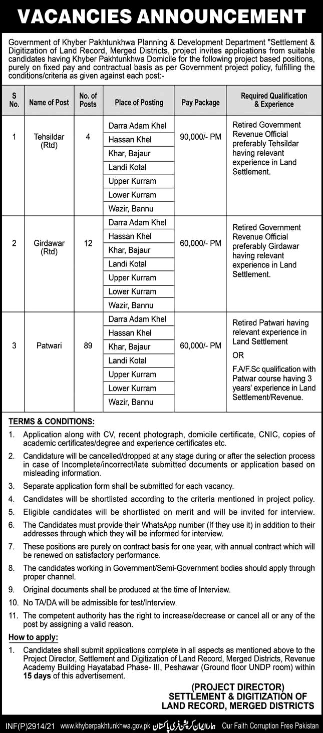 Latest Jobs in Planning And Development Department 2021