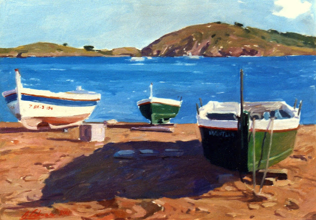 Barcas en Port Lligat, Alejandro Cabeza, Barcas de Cadaqués, Painting of Cadaqués, Cadaqués en Pintura, Cadaqués Pintada, Vistas de Cadaqués, Paisajes de Cadaqués, Costas de Cadaqués, Pueblo de Cadaqués, Marina de Cadaqués, Puerto de Cadaqués, Pintura Catalana, Pintores españoles, pintura española, Impresionismo español, Impresionismo Valenciano, Marinas de Alejandro Cabeza, Impresionismo Valenciano, Joaquín Sorolla, Julio Peris Brell, José Mongrell, Cecilio Pla, Lorenzo Cerdá Bisbal, Josep Puigdengolas, Aureliano de Beruete, José Casanova Luján, Genaro Lahuerta, Joaquín Mir