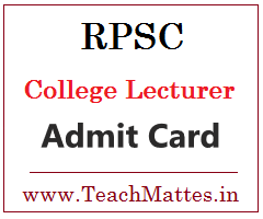 image: RPSC College Lecturer Interview Admit Card 2024 @ www.TeachMatters.in