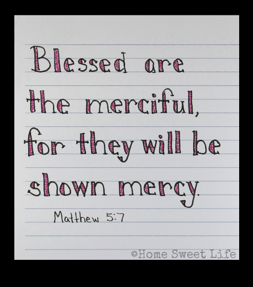 Scripture Writing, hand lettering, Matthew 5:7, Holy Week