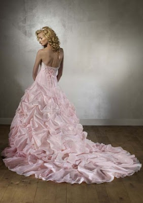 Strapless pink wedding dress