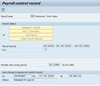 How to change control record of SAP payroll in post offices