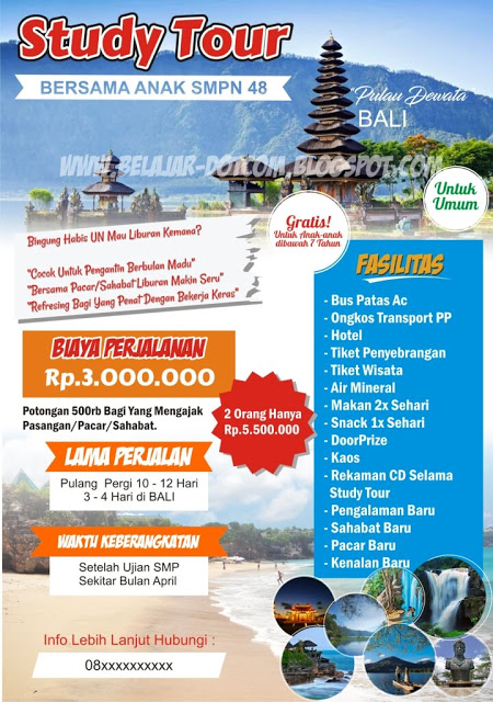 Contoh Brosur  Paket Wisata  dan Study Tour ke Bali Download 