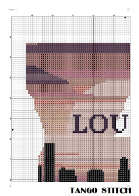 Louisiana state map skyline silhouette sunset cross stitch pattern