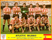 ATHLETIC CLUB DE BILBAO - Bilbao, España - Temporada 1980-81 - De Andrés, Urquiaga, Aguirreoa, Goicoechea, Guisasola, Tirapu; Dani, Villar, Sarabia, Rojo I y Argote - REAL MADRID 7 (García Hernández 3, Stielike, Ricardo Gallego, Cunningham e Isidro), ATHLETIC DE BILBAO 1 (Dani) - 14/09/1980 - Liga de 1ª División, jornada 2 - Madrid, estadio Santiago Bernabeu - El Athletic fue 9º en la Liga con Helmut Senekowitsch e Iñaki Sáez de entrenadores