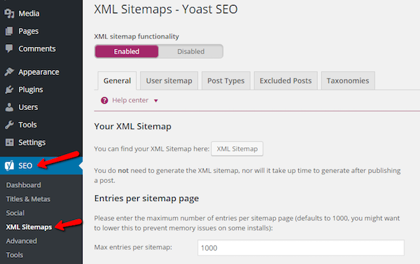 Add XML Sitemaps in WordPress