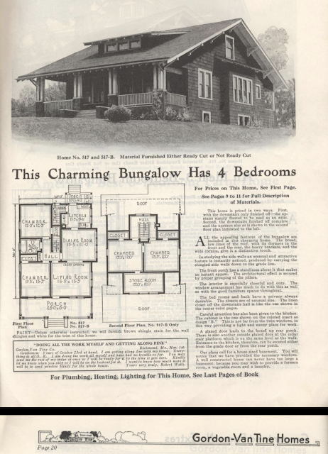 Gordon-Van Tine catalog image from 1921 of lookalike model to the Sears Hazelton--model No 517