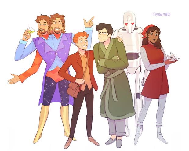 Zaphod, Trillian, Arthur Dent, Ford Prefect. Fanart