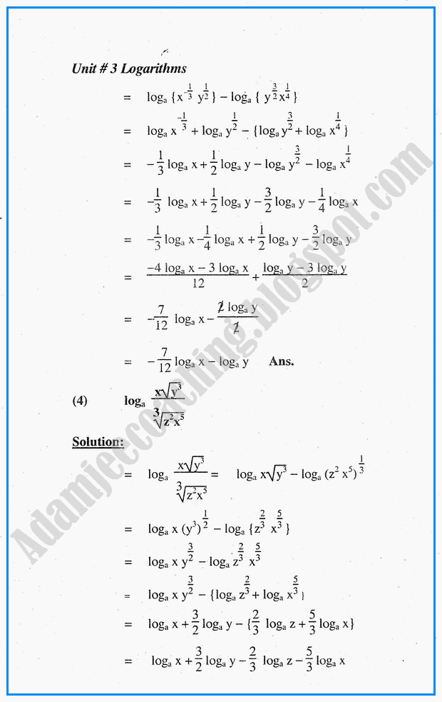 exercise-33-logarithms-mathematics-notes-for-class-10th