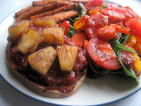 Open Faced Pineapple BBQ Tempeh Sandwiches