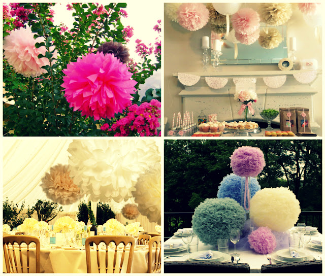 pompoms wedding reception decor