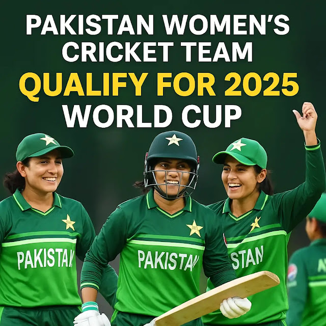 Pakistan Women’s Cricket Team celebrating World Cup 2025 qualification in green uniforms on the field