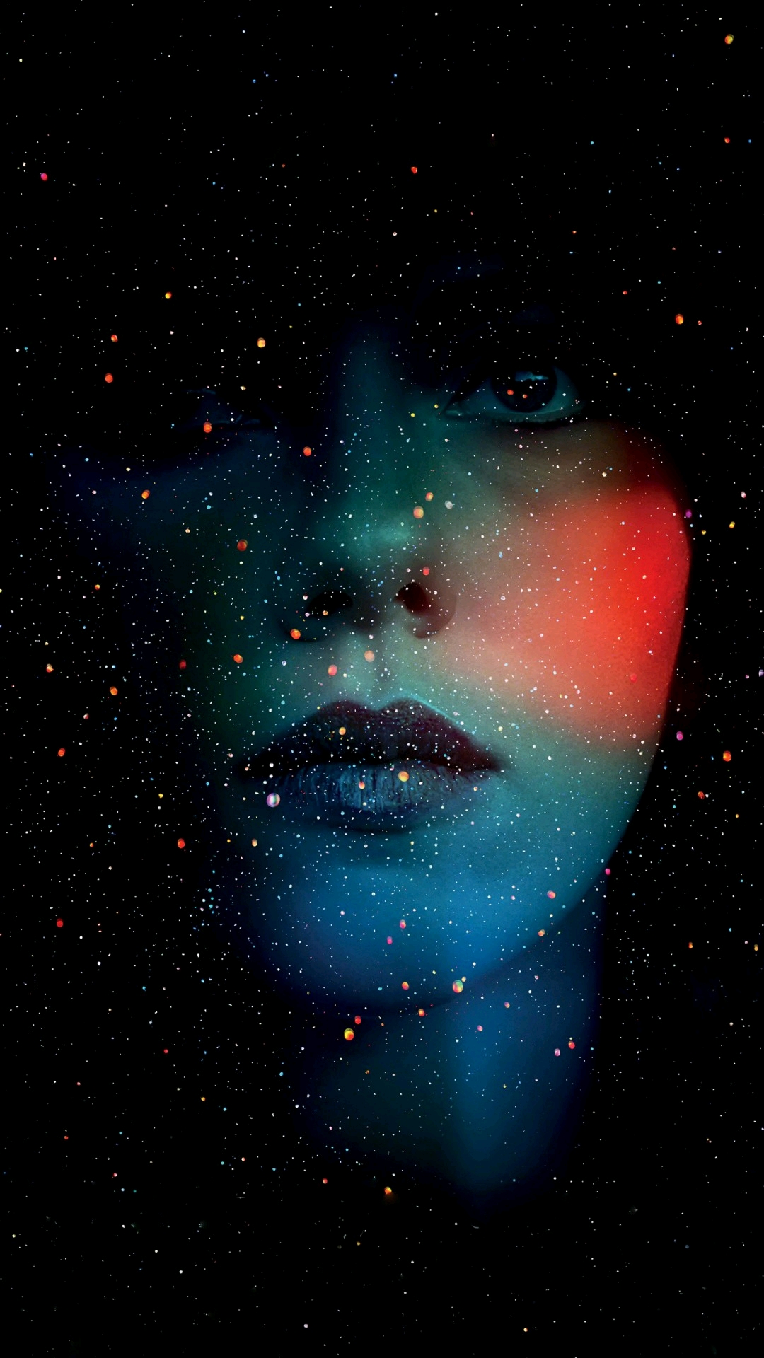 Starry women face mobile wallpaper