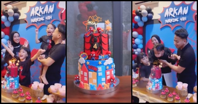 Momen Perayaan Ulang Tahun Anak Kedua Poppy Bunga dengan Tema Spider-Man, Kuenya Curi Perhatian