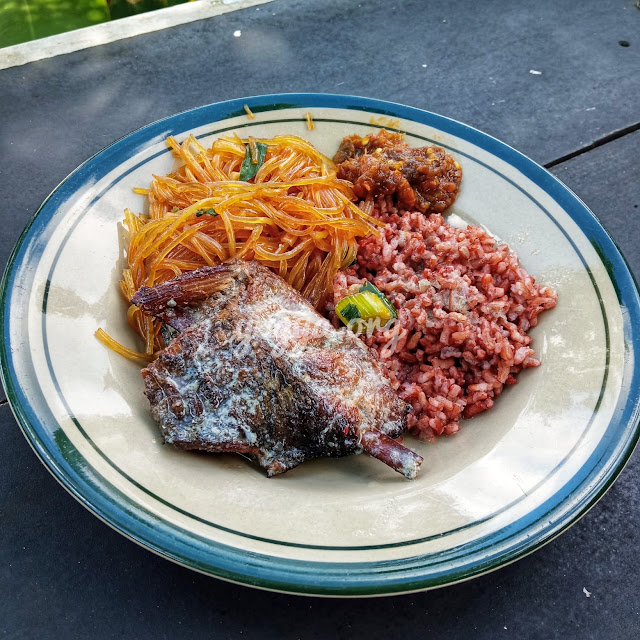 sarapan nasi merah, ikan manyung dan bihun