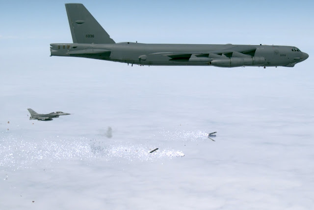 USAF B-52 delivers leaflets