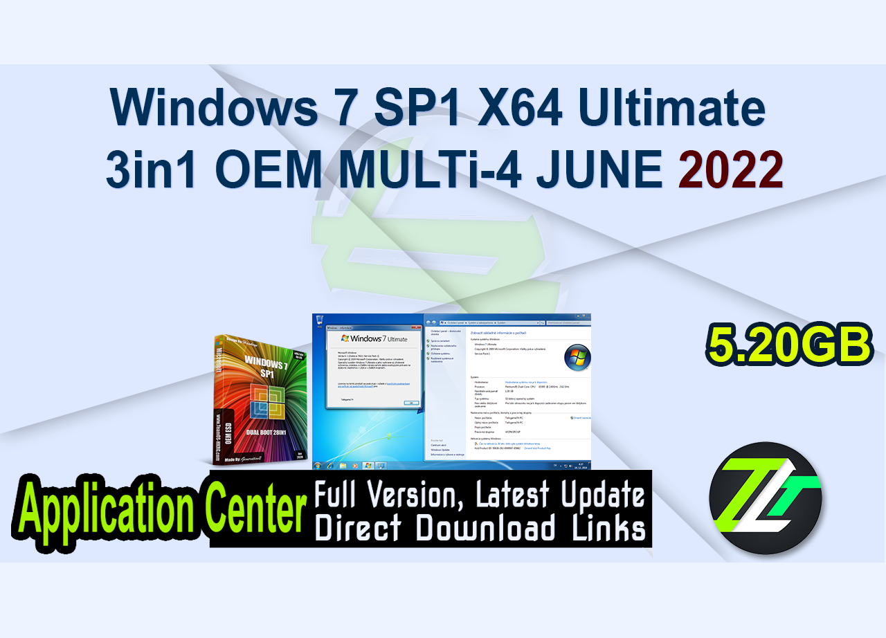 Windows 7 SP1 X64 Ultimate 3in1 OEM MULTi-4 JUNE 2022