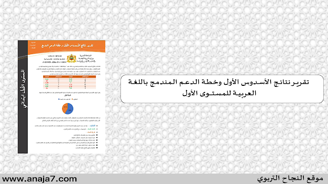 تقريـــر نتائـــج الأســدوس الأول وخطــة الدعــم الـمندمــج باللغــة العربيـــة للمستـــــوى الأول