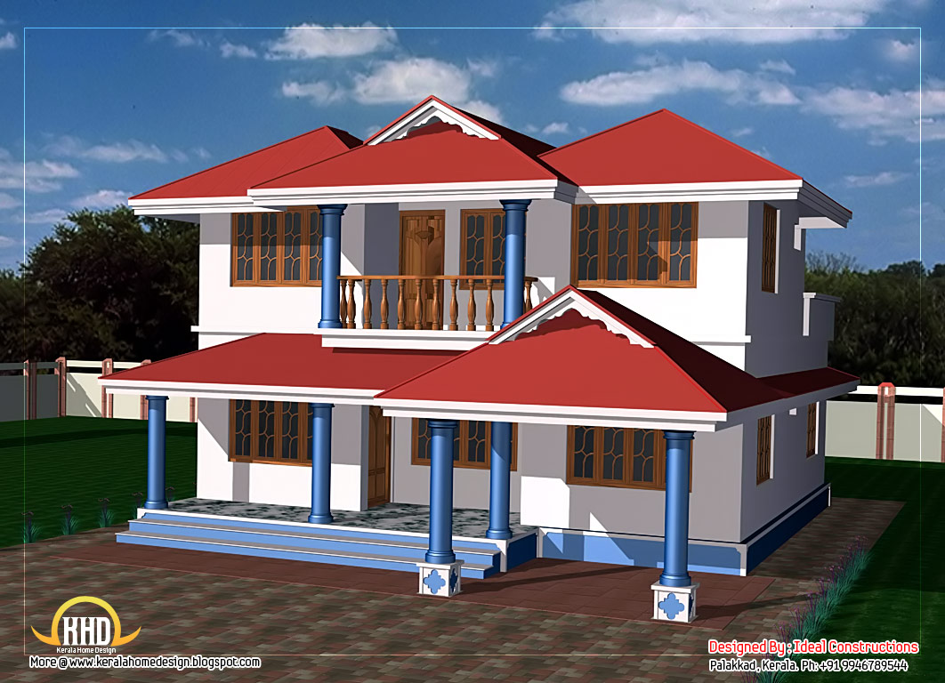 Two story house plan   1800 Sq  Ft    Kerala home design