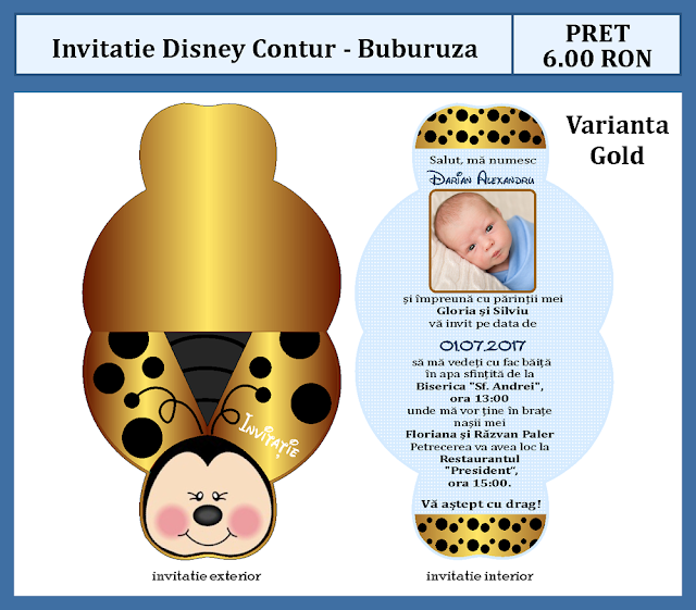 invitatii botez contur Buburuza