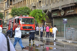 حريق مبنى الضرائب العقارية بوسط البلد