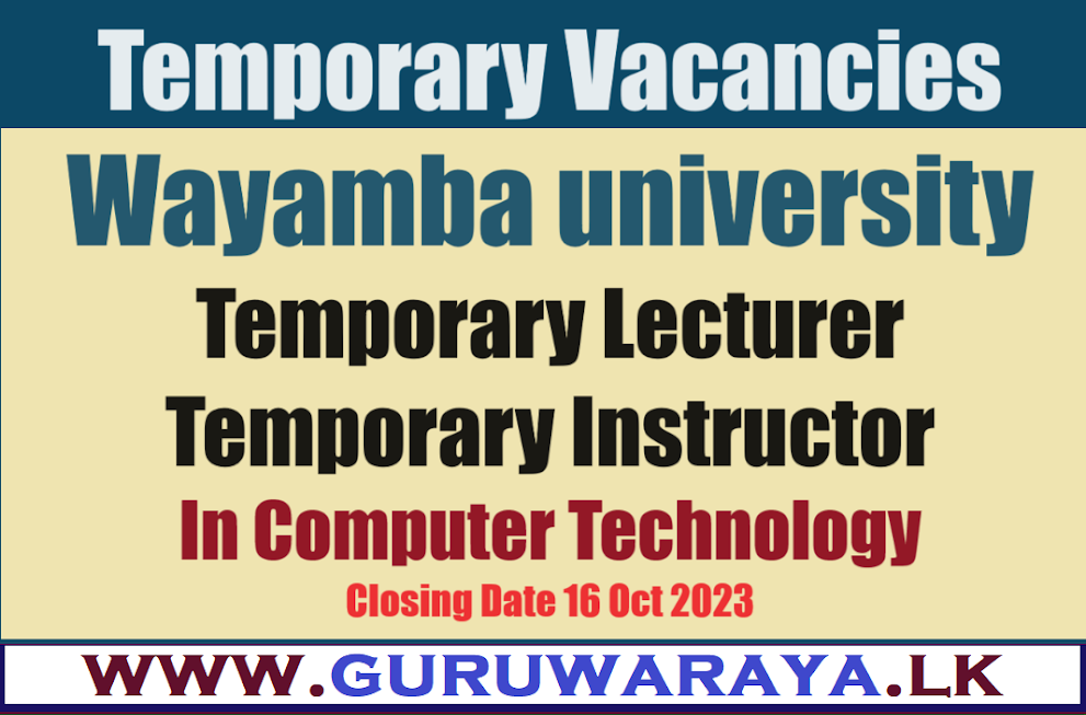 Temporary Vacancies - Wayamba university