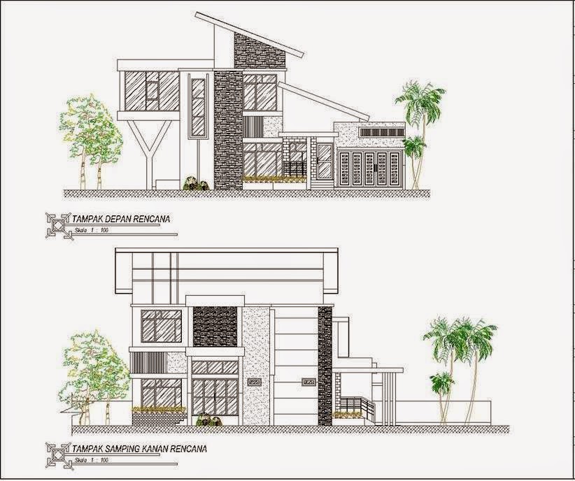 Gambar kerja rumah tinggal 2 lantai