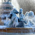 Winter Blast Transforms Water Fountains Into Magical Ice Sculptures