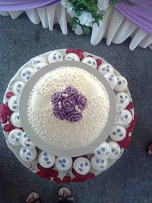 Purple and White Wedding Cake