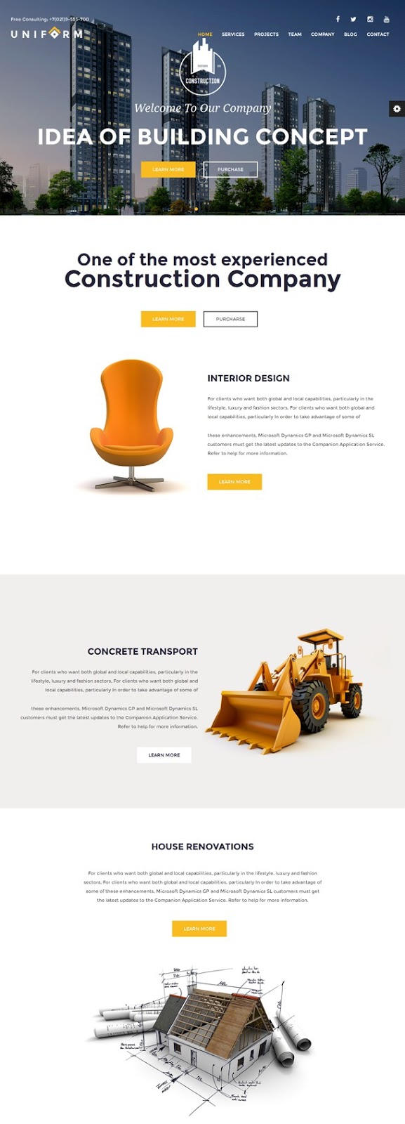 Uniform Building and Construction HTML Template