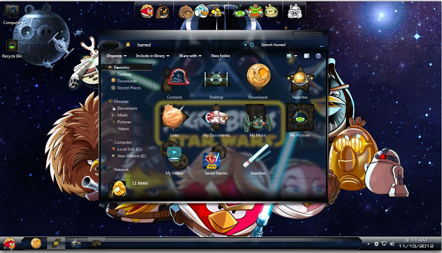 angry birds, angry birds star wars, theme, skin pack, windows 7, free download