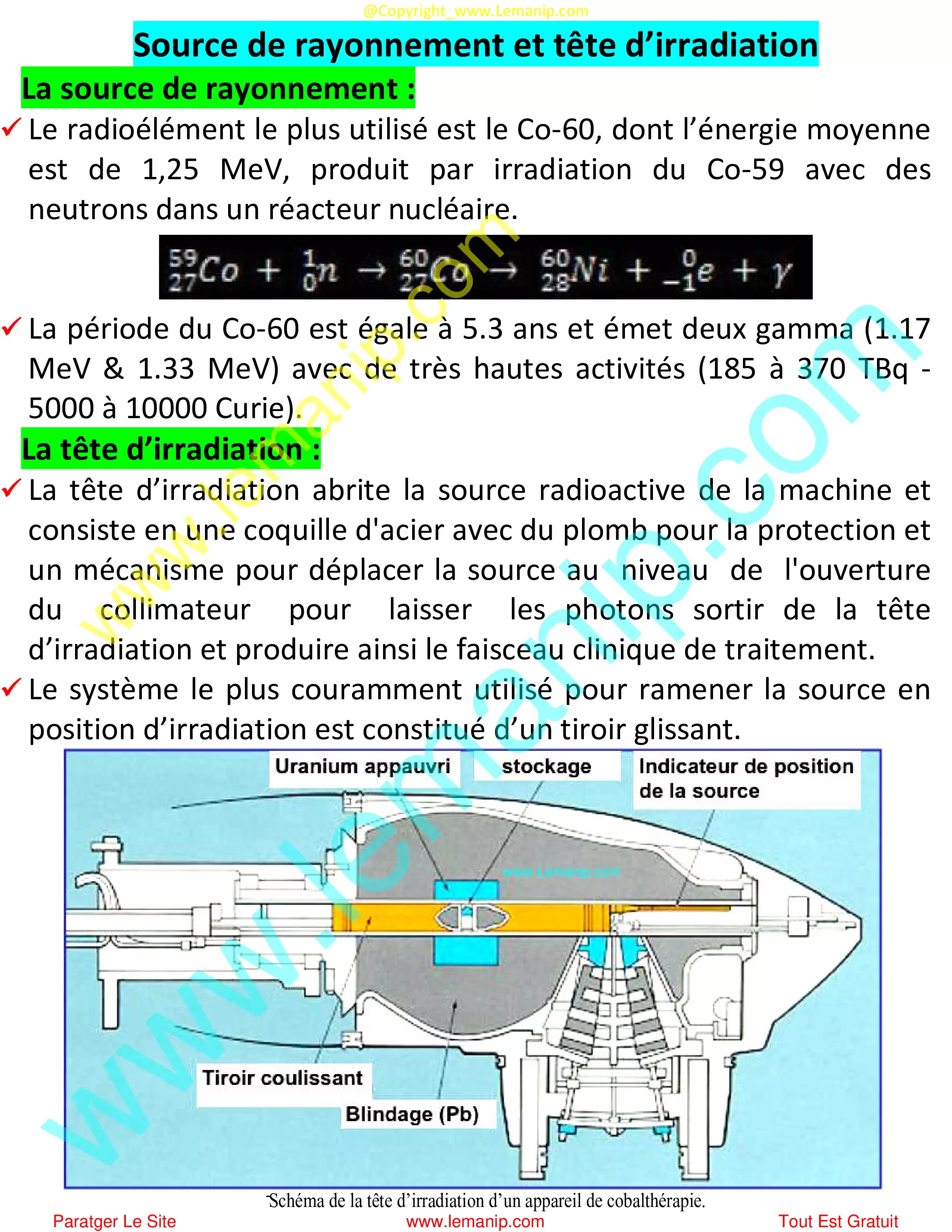 Source de rayonnement et tête d’irradiation