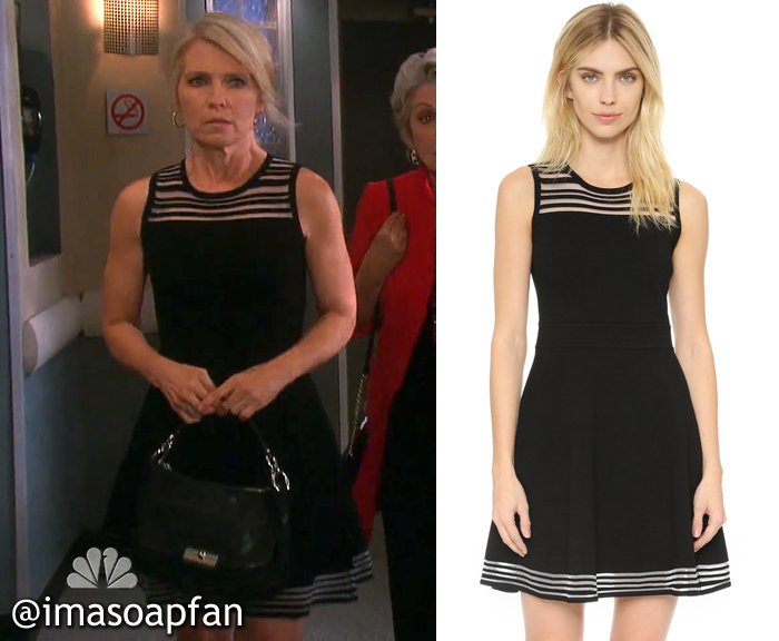 Jennifer Horton's Black Fit and Flare Dress with Sheer Stripes - Days of Our Lives, Season 51, Episode 08/25/16