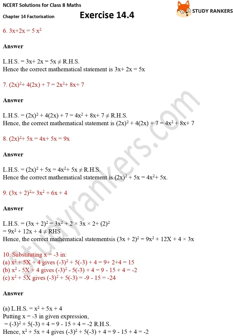 NCERT Solutions for Class 8 Maths Ch 14 Factorization Exercise 14.4 2